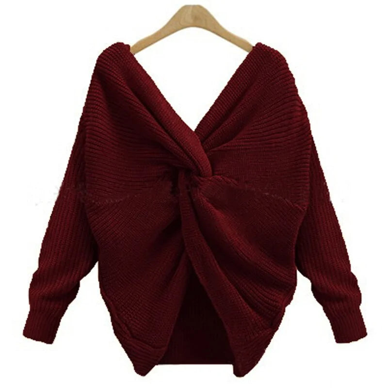 Knitted V-Neck Plus Size Sweater: Winter Women's Fashion