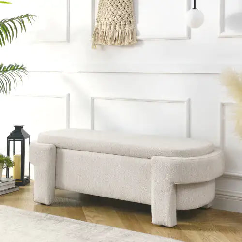 Linen Upholstered Storage Bench