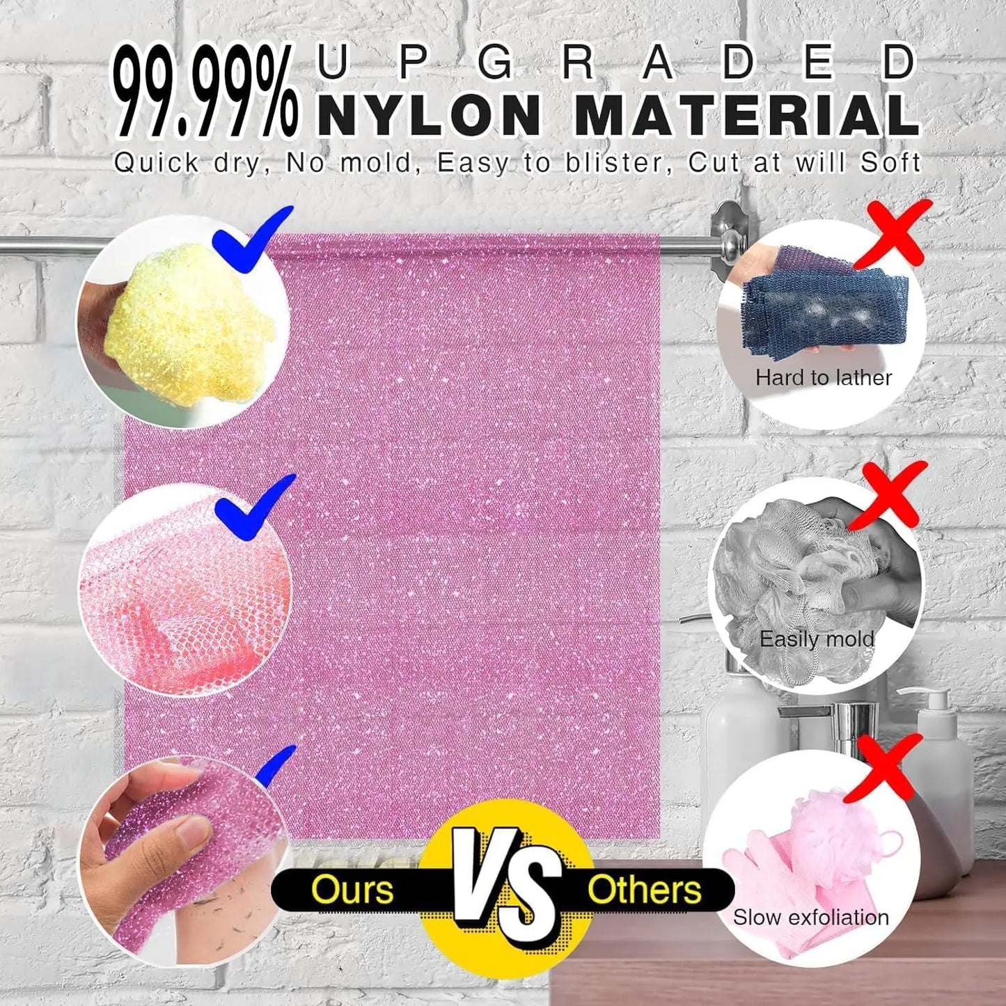 3 Piece Bright Style African exfoliating net Exfoliating Shower Sponges