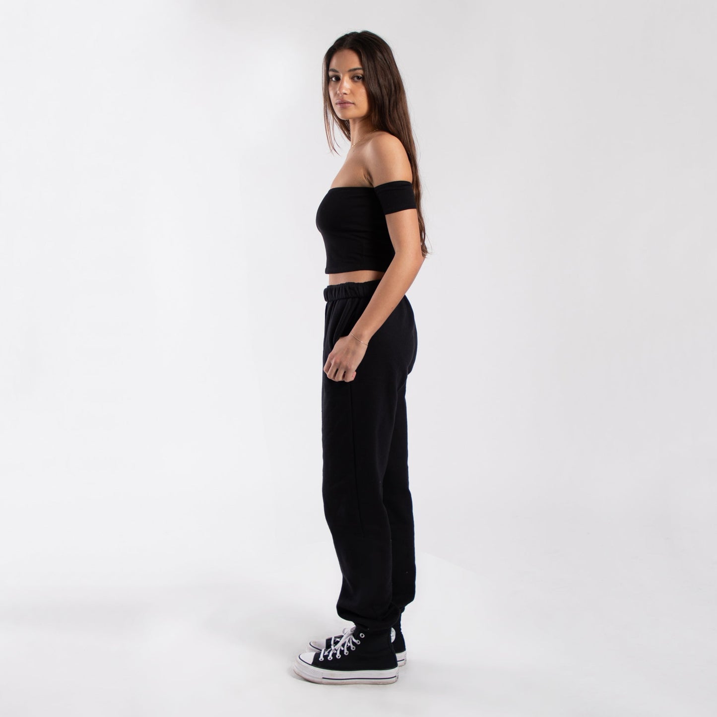 0891 - Women's Off Shoulder Cropped Tee-4