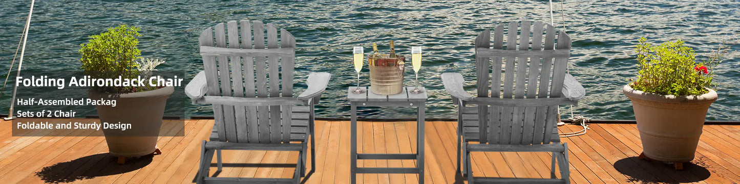Wooden Adirondack Outdoor Patio Chair Set