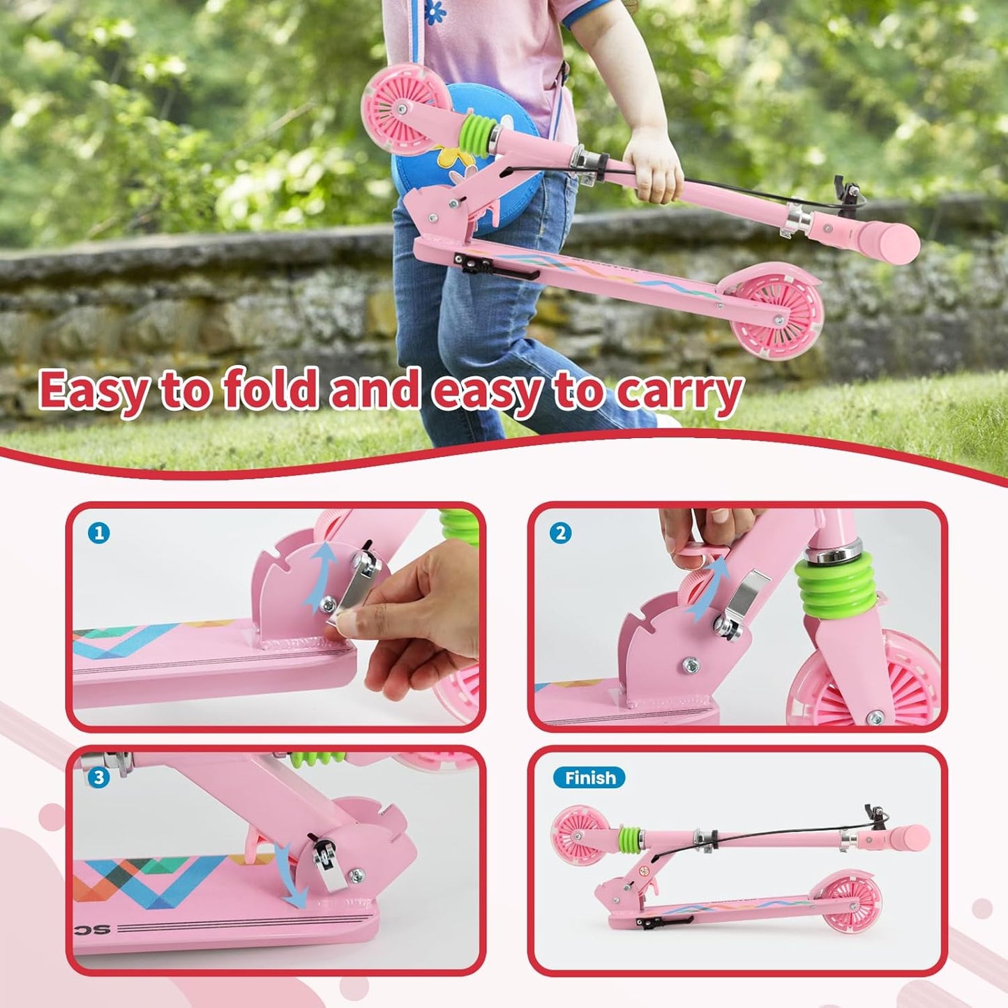 TENBOOM Kids Scooter w/ Light up LED Wheels