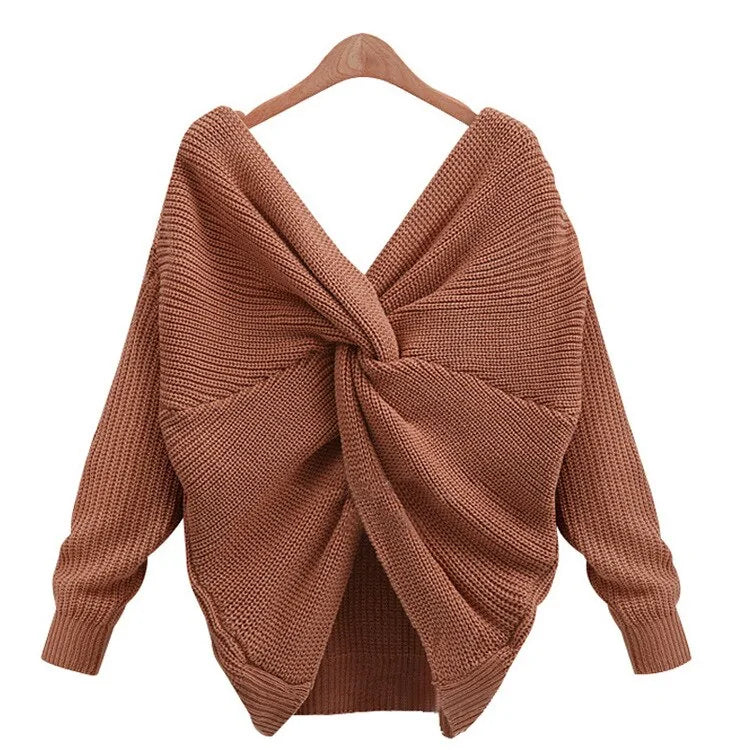 Knitted V-Neck Plus Size Sweater: Winter Women's Fashion