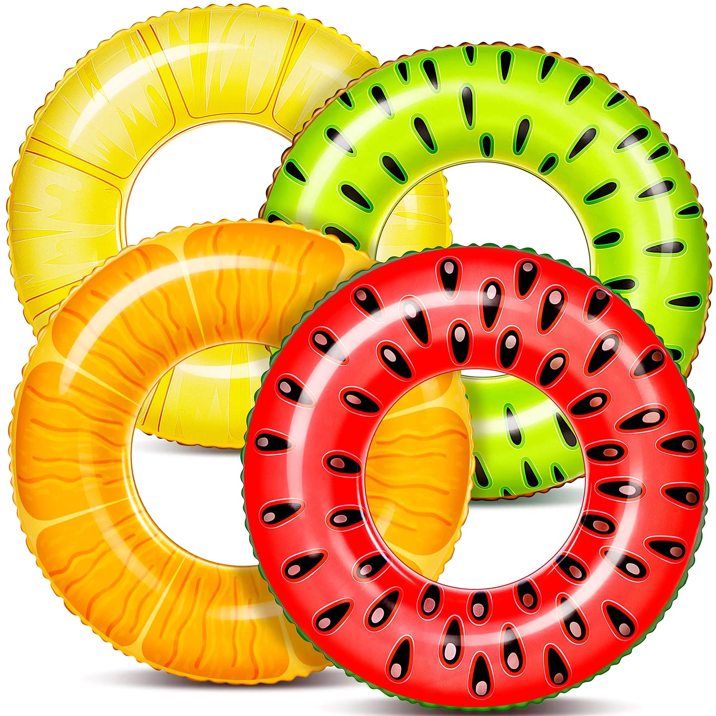 Sloosh 4 Pack Inflatable Pool Floats Fruit Tube Rings