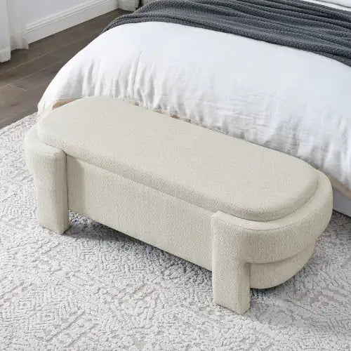 Linen Ottoman Upholstered Storage Bench