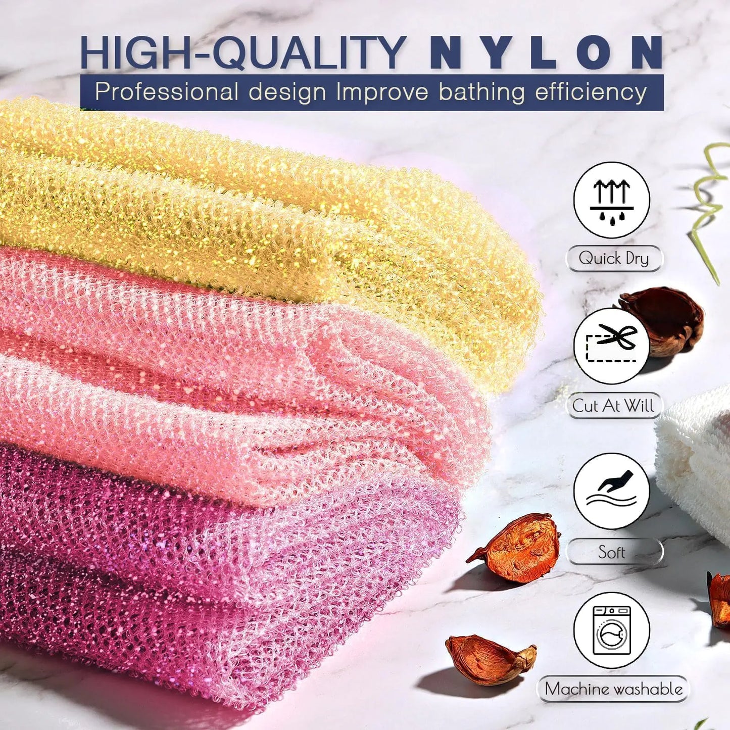 3 Piece Bright Style African exfoliating net Exfoliating Shower Sponges