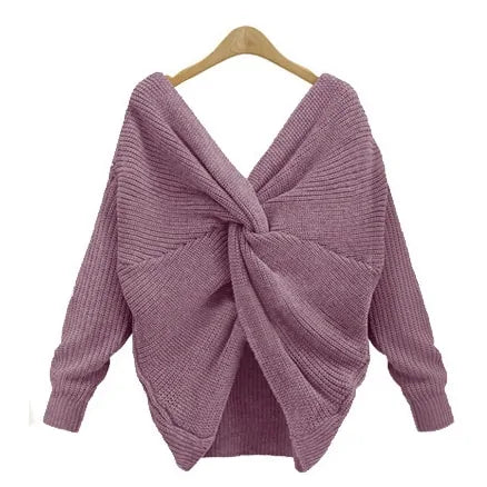 Knitted V-Neck Plus Size Sweater: Winter Women's Fashion