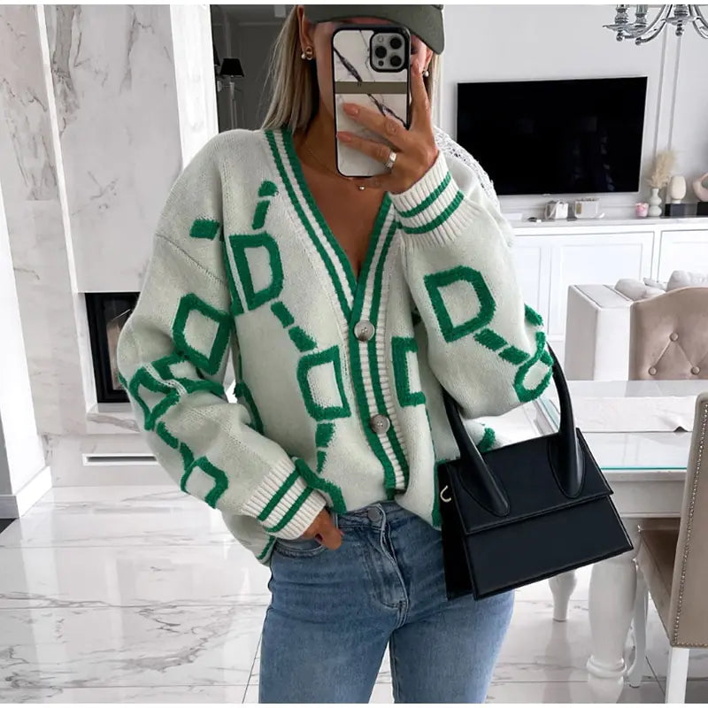 Winter Embroidered Knit Cardigan