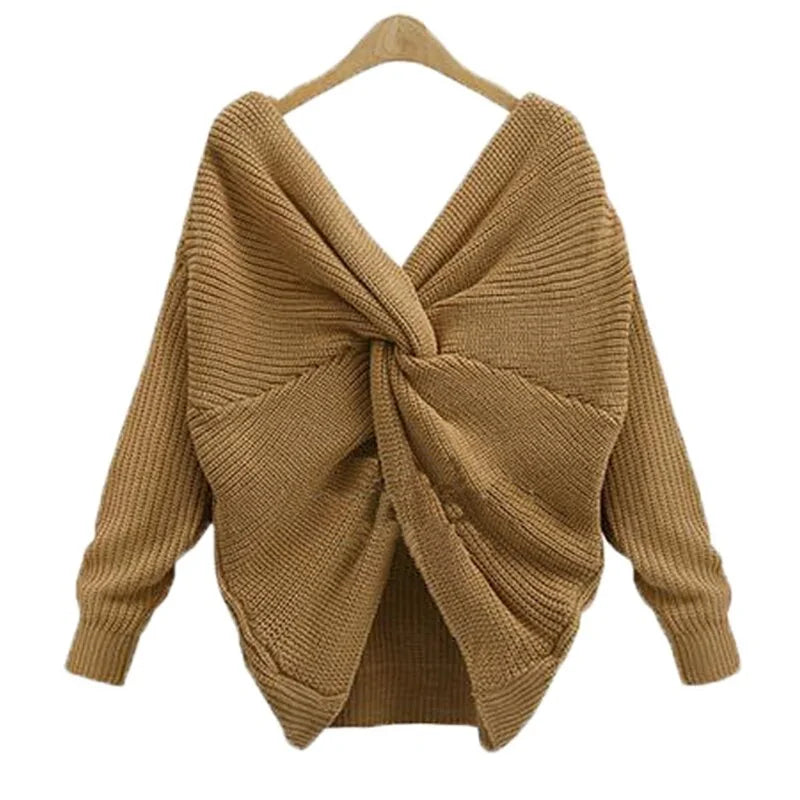 Knitted V-Neck Plus Size Sweater: Winter Women's Fashion