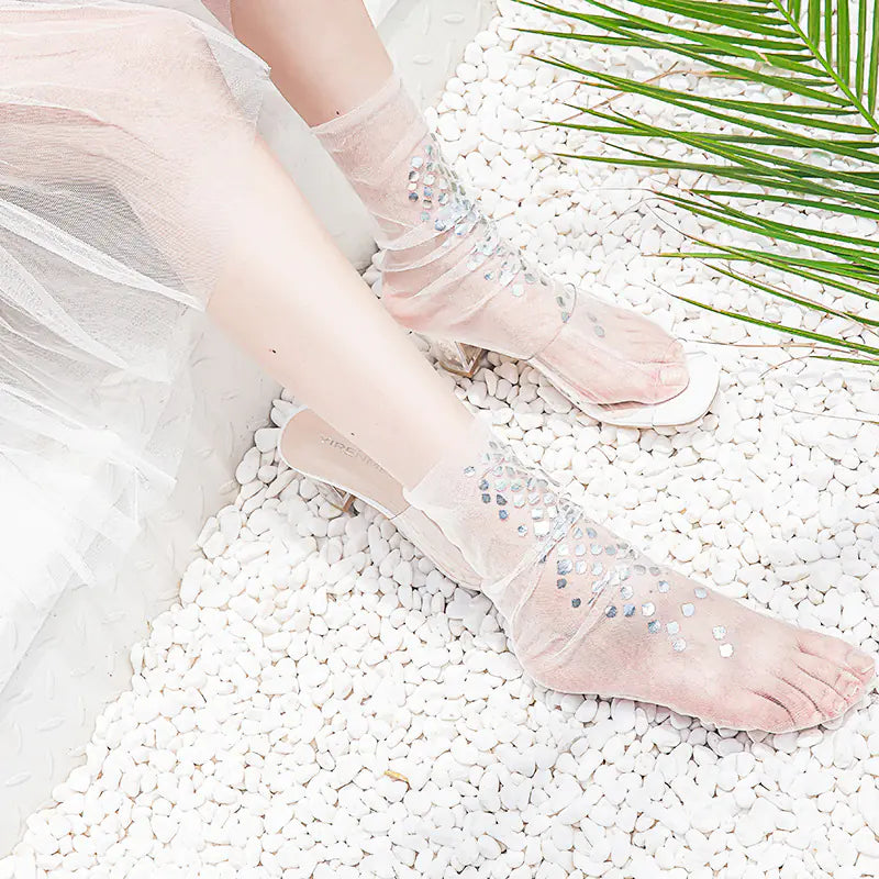 Summer Mermaid Transparent Mesh Short Socks