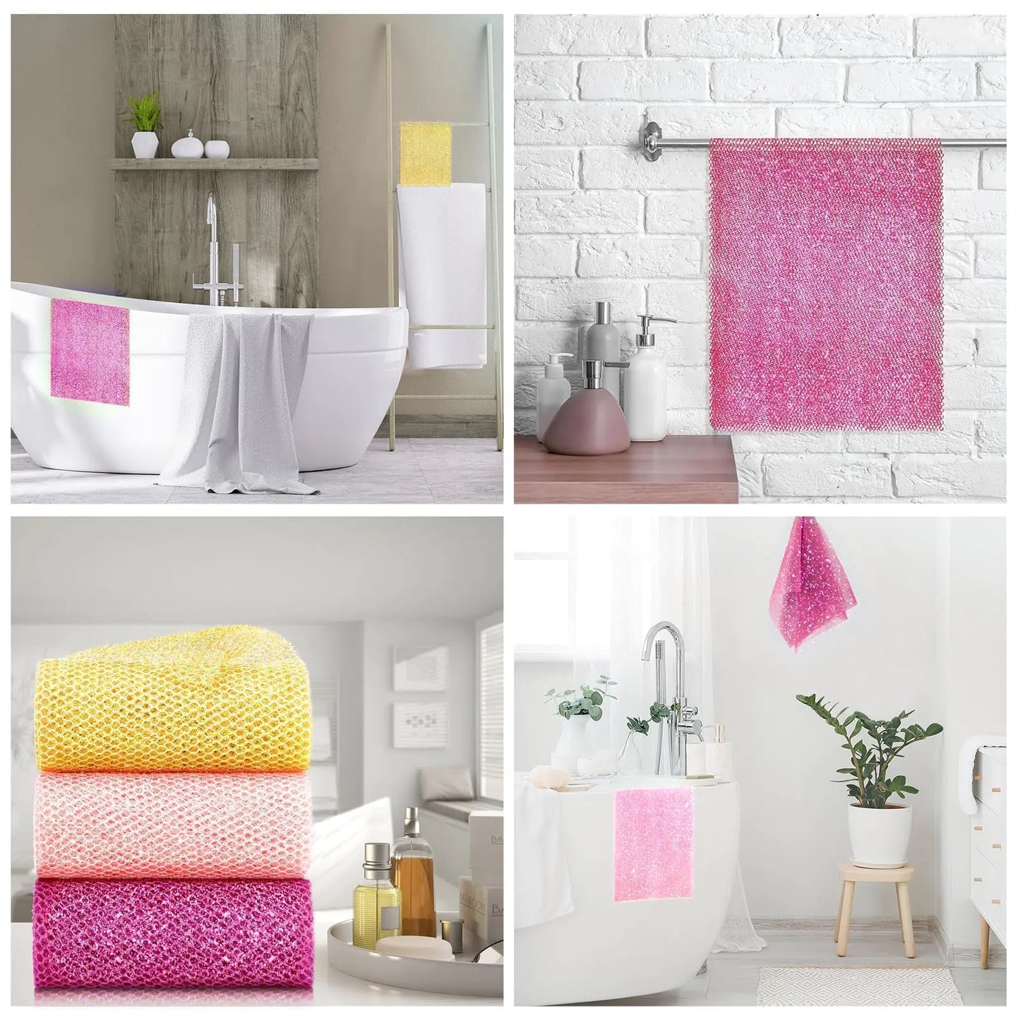 3 Piece Bright Style African exfoliating net Exfoliating Shower Sponges
