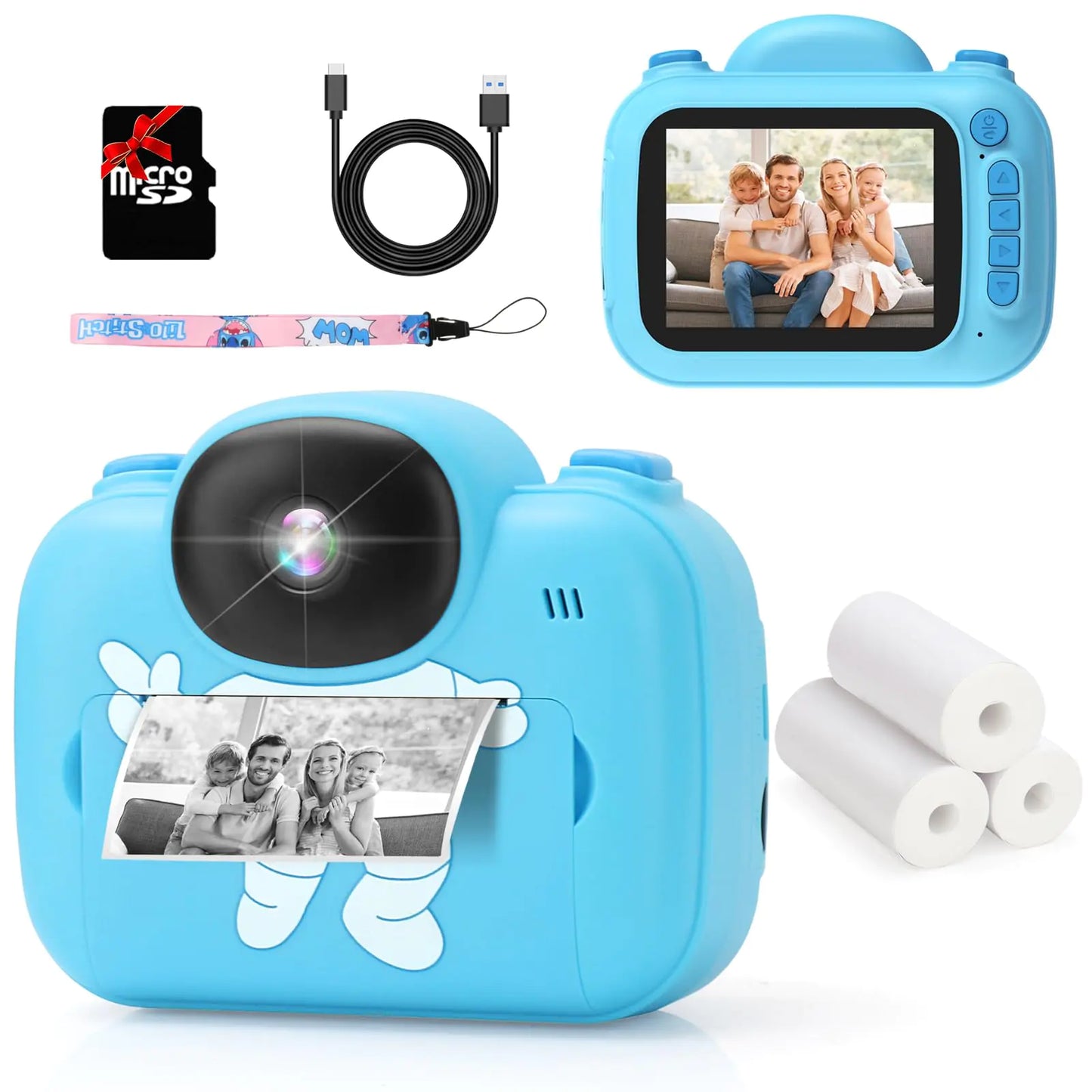 Kids Camera Instant Print 3.5 Kids Digital Camera Instant with 1080P HD Photos & Videos Christmas Birthday Gifts for Girls Boys Age 3-12 (Blue)