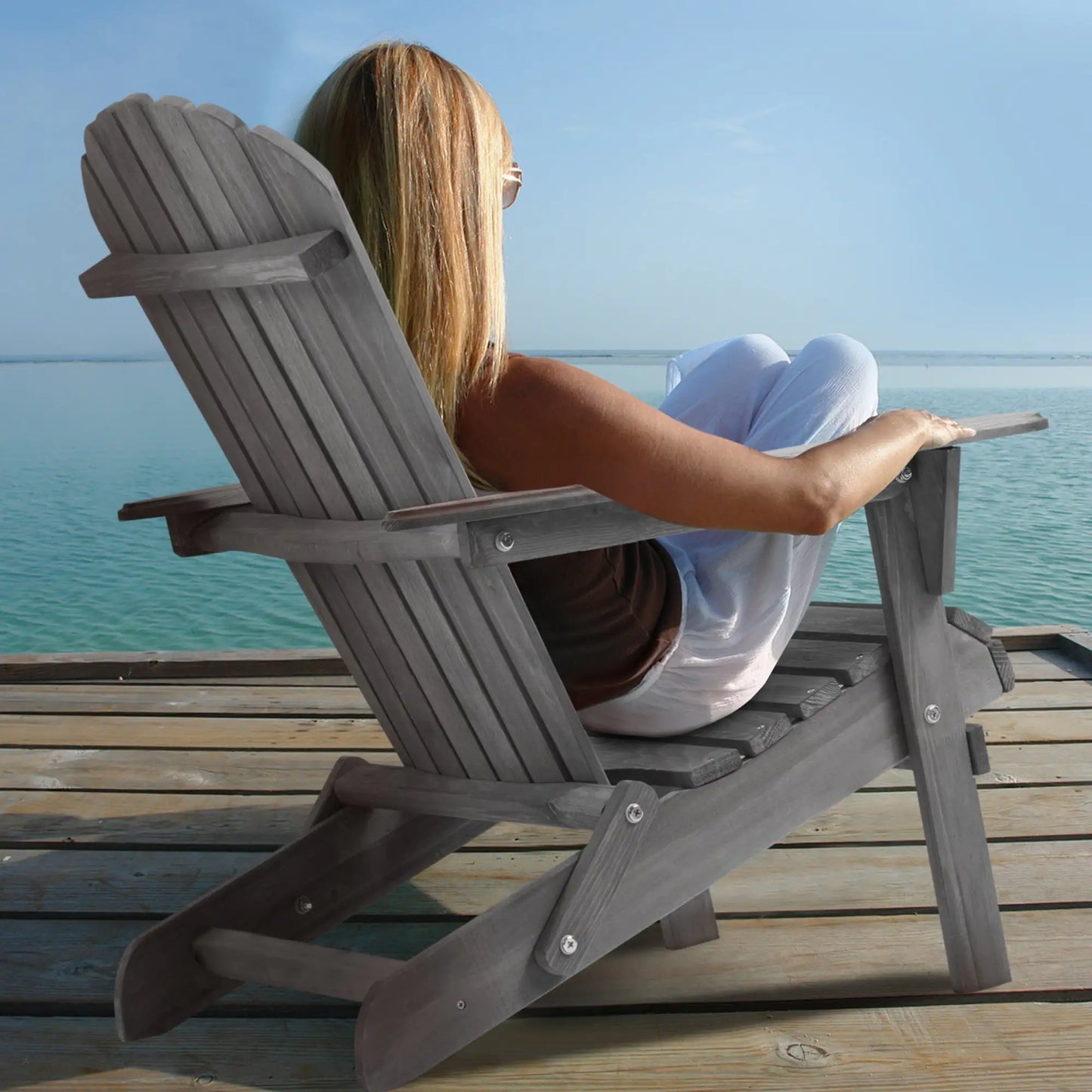 Wooden Adirondack Outdoor Patio Chair Set