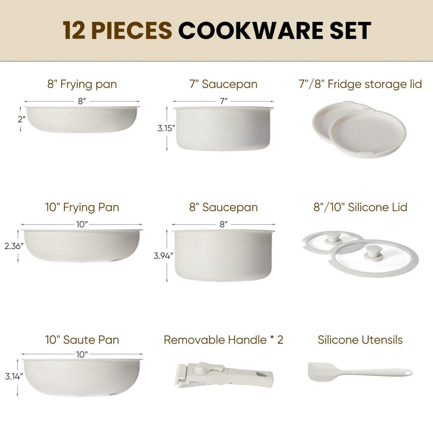 Detachable 5-PC Ceramic Kitchen Cookware Set