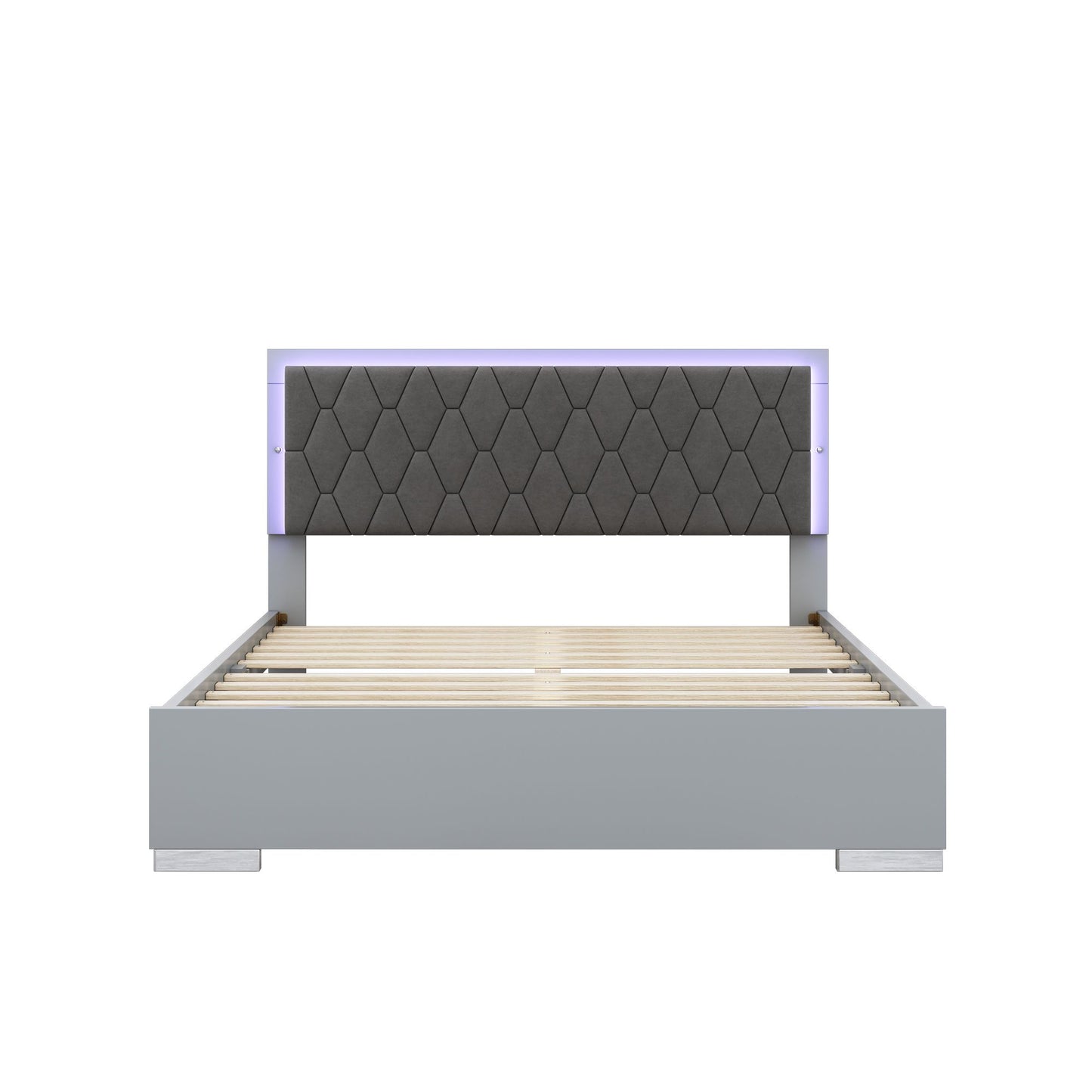 Luxury 4-Piece Bedroom Sets Queen Size Upholstered Bed with LED Lights