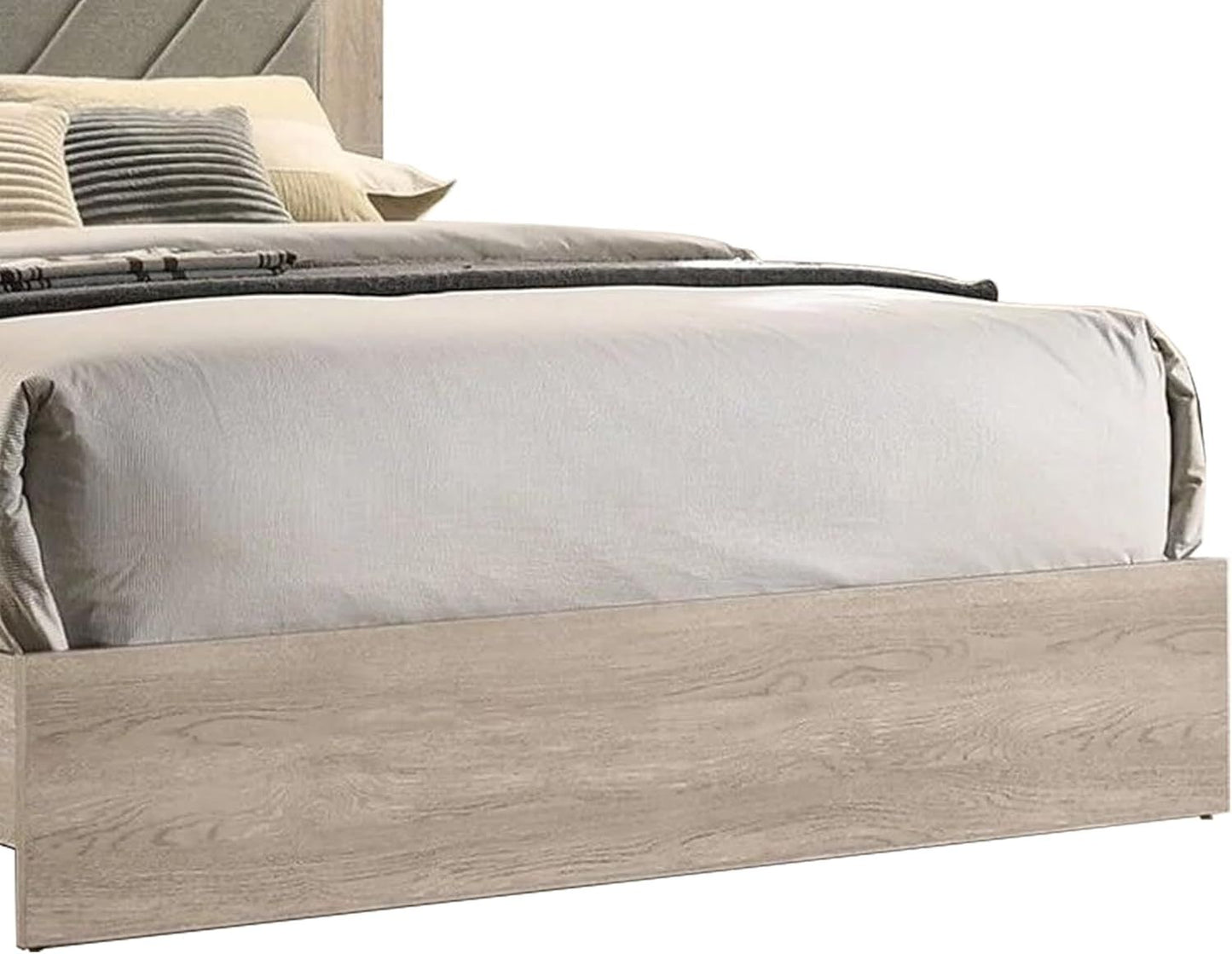 Cream Finish Queen Size Bed Bedroom Furniture