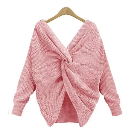 Knitted V-Neck Plus Size Sweater: Winter Women's Fashion