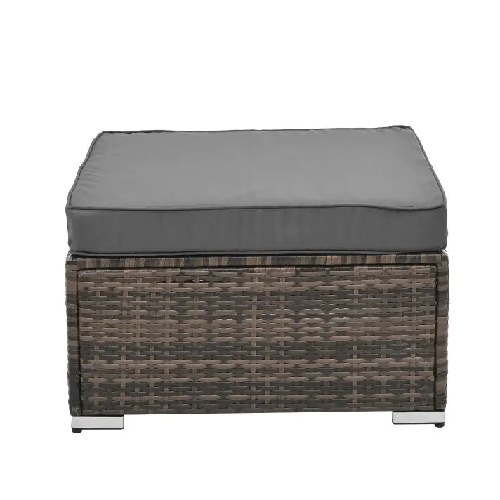 Outdoor Wicker Furniture Set W/ Tempered Glass Coffee Table