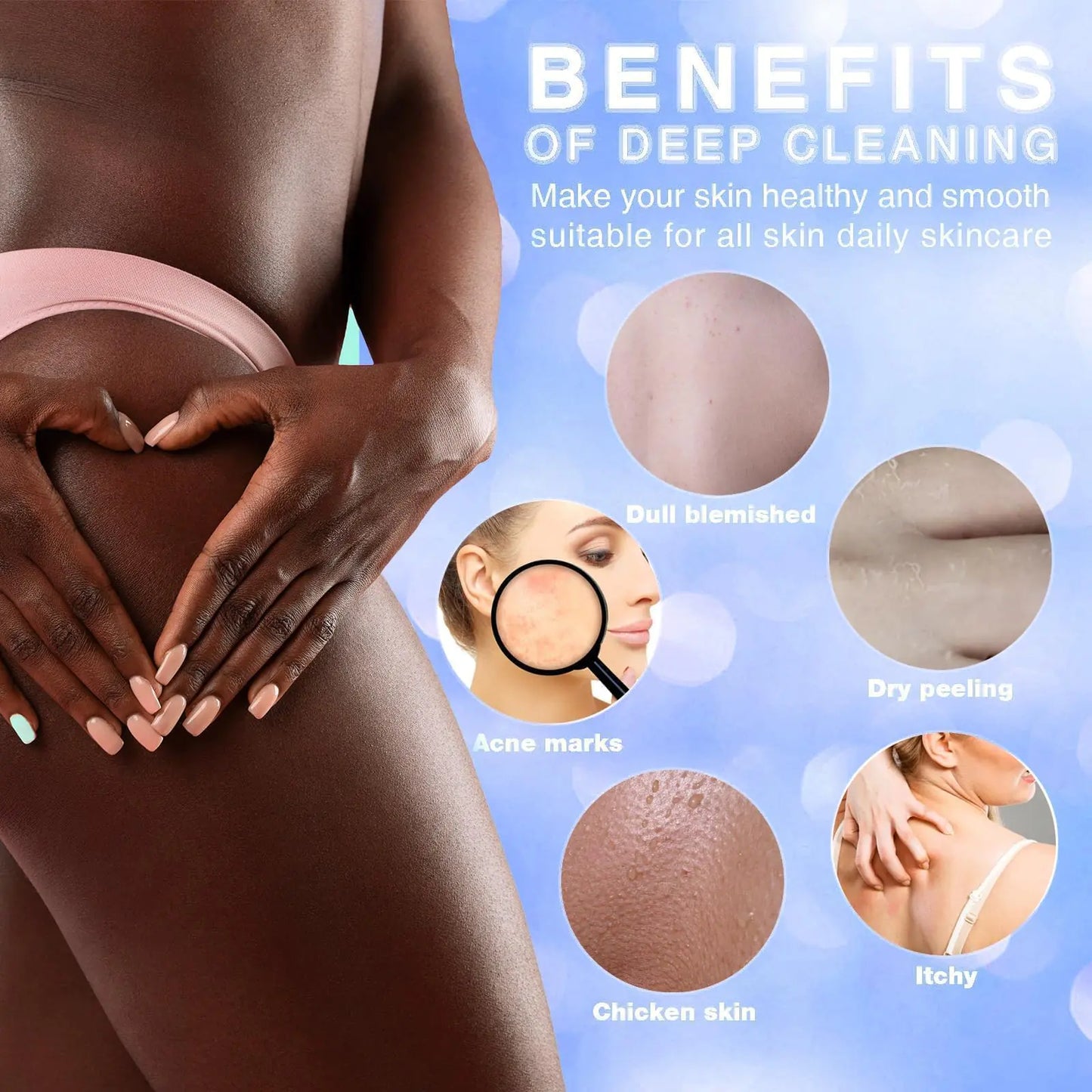 3 Piece Bright Style African exfoliating net Exfoliating Shower Sponges