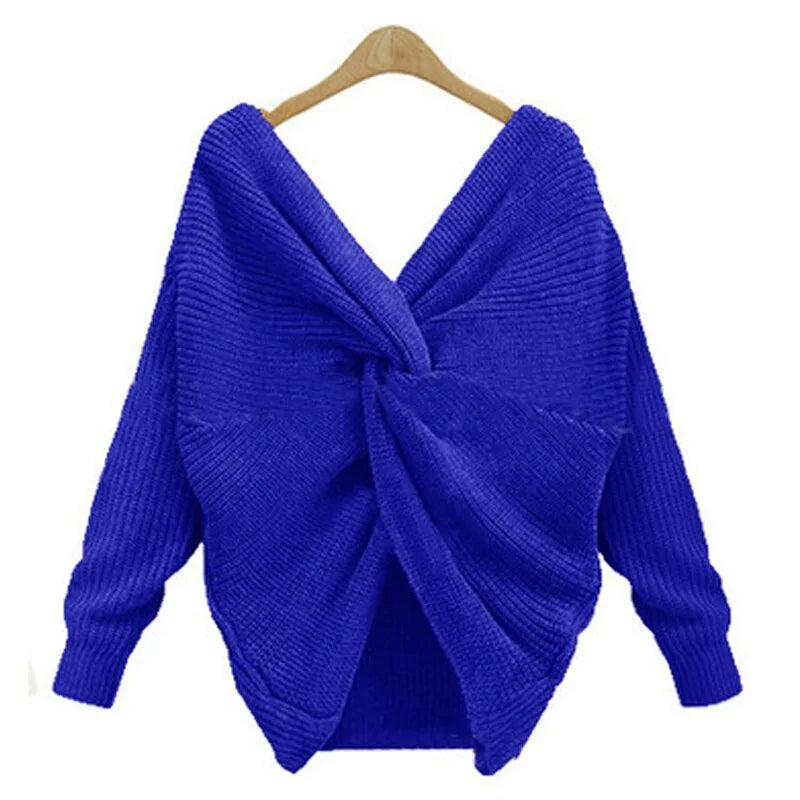 Knitted V-Neck Plus Size Sweater: Winter Women's Fashion