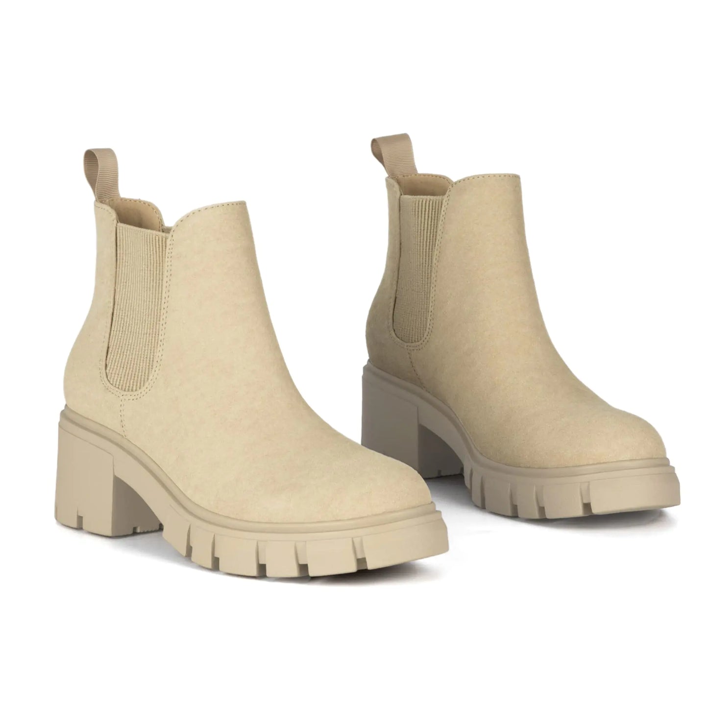 Women's Chelsea Fashion Lug Sole Chunky Heel Slip on Elastic Ankle Booties