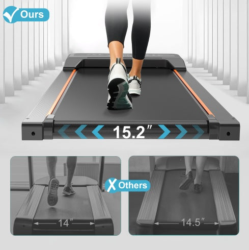 Under Desk Jogger with LED & Remote, 2.5HP Compact Treadmill