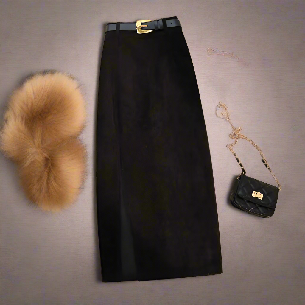 Corduroy Skirt High Waist A-Line Skirt for Women