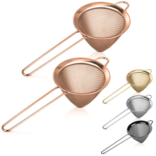 2 Pack Stainless Steel Small Food Strainer Fine Mesh Sieve with Long Handle Cocktail Strainer For Cocktails Tea Herbs Coffee & Drinks Rust Proof & Great as Tea Strainer 3.5inch