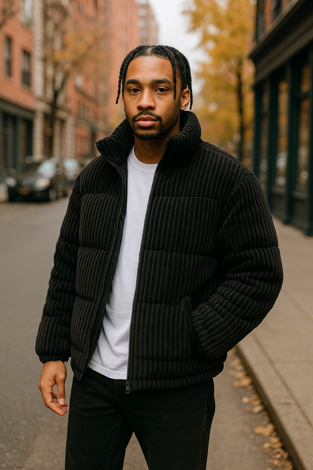 Men’s Corduroy Winter Puffer Jacket