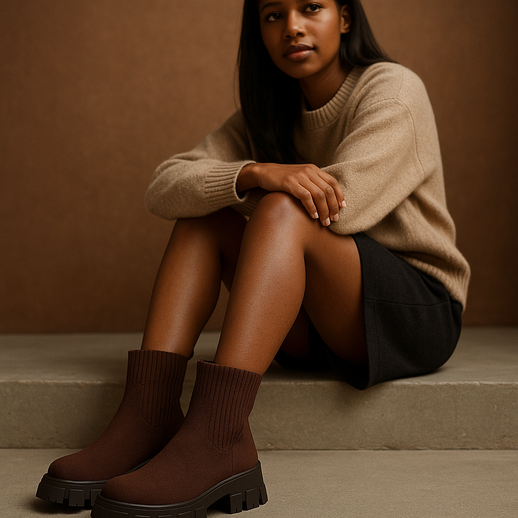 Trendy Women's Platform Ankle Boots with Cozy Slip-On Design