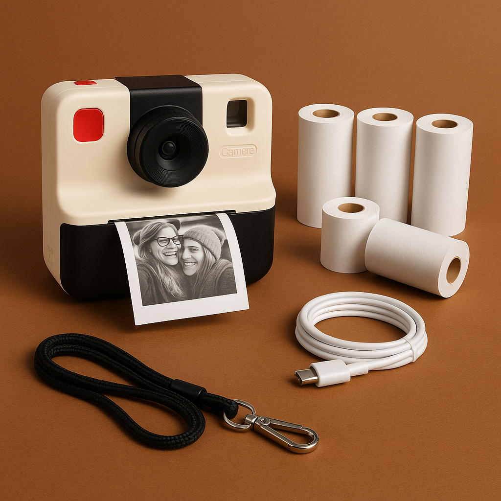 Mini Instant Camera with Built-In Photo Printer
