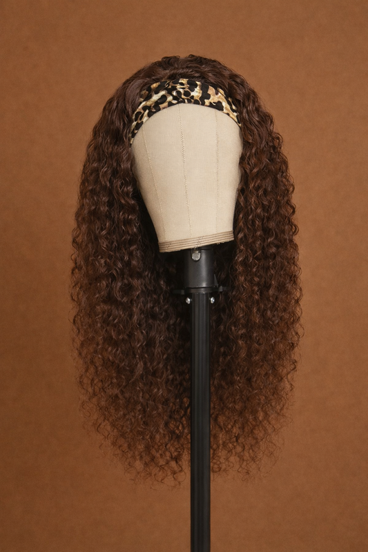 Deep Wave Brown Headband Wig 28 Inch
