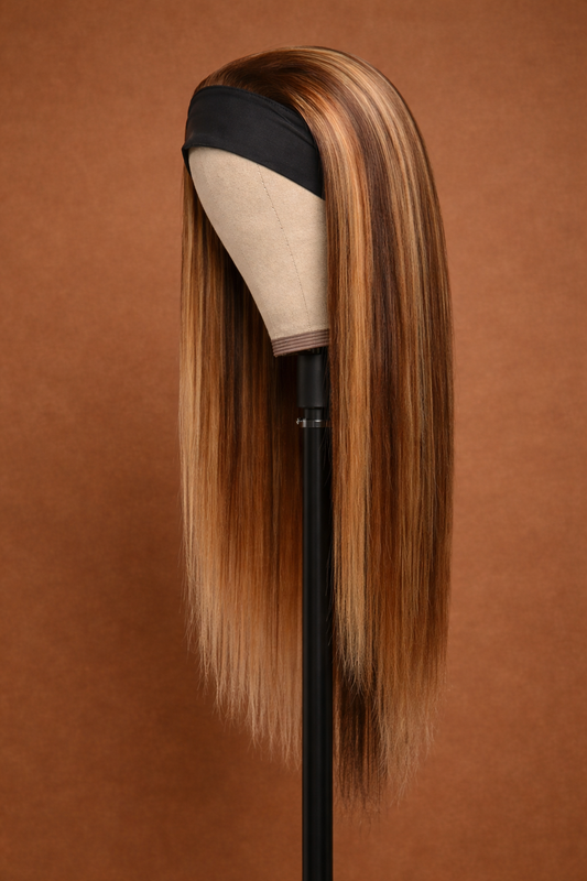 Honey Blonde Highlighted Straight Headband Wig