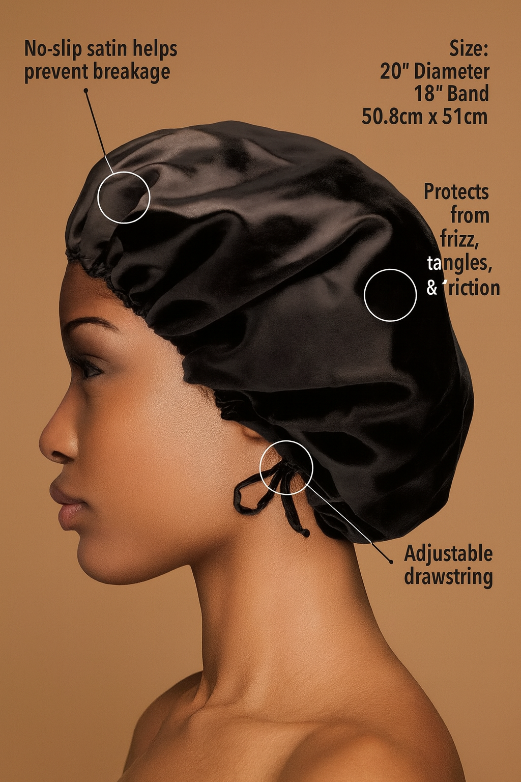 Satin Silk Bonnet for Natural Hair with Drawstring