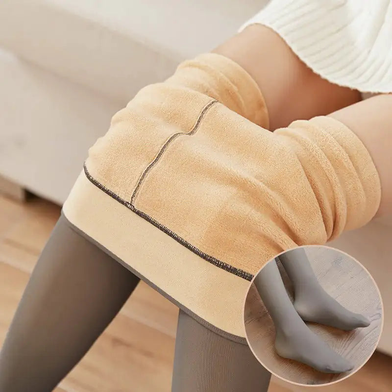 Nude Translucent Plus Size Leggings Fleece Lined Tights Fall And Winter Warm Fleece Pantyhose Women Fleece Lined Pantyhose Thermal Winter Tights