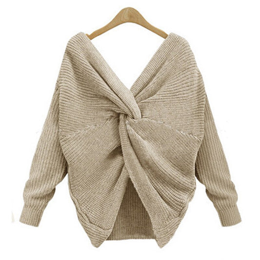 Knitted V-Neck Plus Size Sweater: Winter Women's Fashion