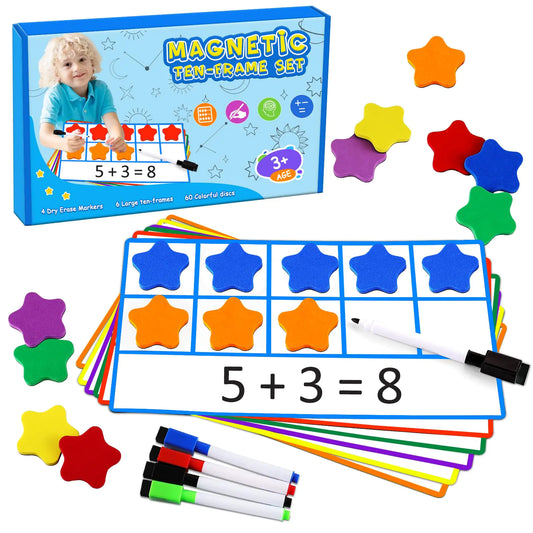 LOOIKOOS Magnetic Ten-Frame SetMath Manipulative Games for Elementary Classroom & KindergartenEarly Education Math Enlightenment Toys Math Aids Accessories Supplies for Classroom