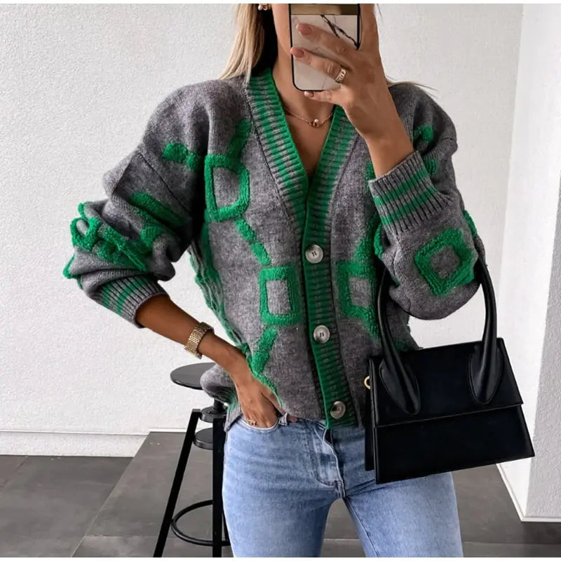 Winter Embroidered Knit Cardigan