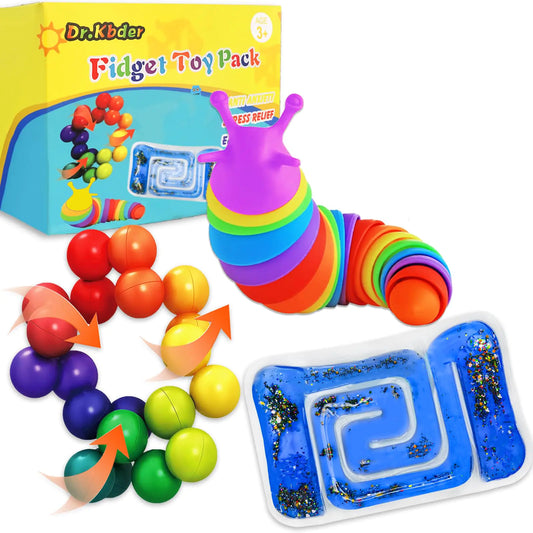 Sensory Toys for Autistic Kids Autism Squishy Fidget Toys Slug Quiet Fidgets Classroom Calm Down Travel Essential for Toddler Age 3 4 5-7 ADHD Stress Anxiety Easter Basket Stuffer for Toddler Boys