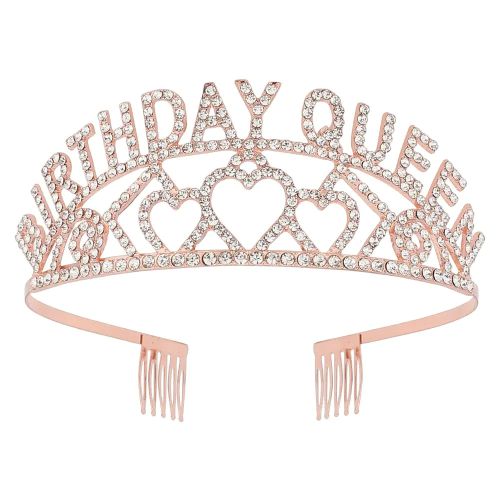 Rose Gold Rhinestone Birthday Tiara