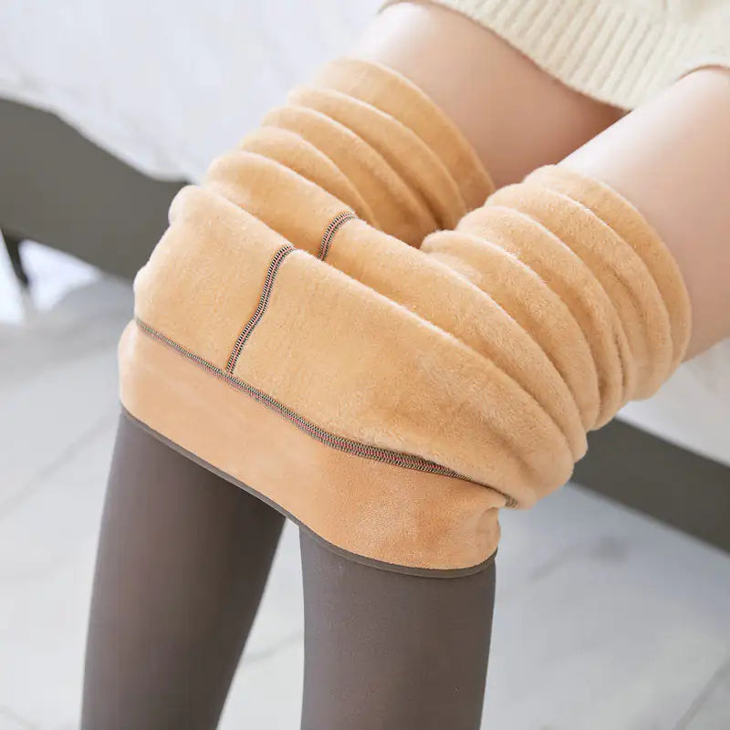 Nude Translucent Plus Size Leggings Fleece Lined Tights Fall And Winter Warm Fleece Pantyhose Women Fleece Lined Pantyhose Thermal Winter Tights