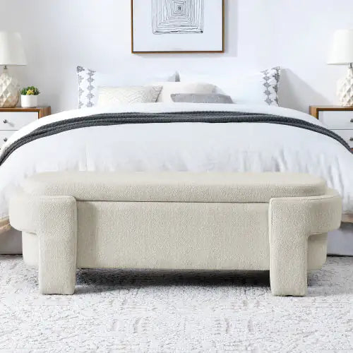 Linen Upholstered Storage Bench