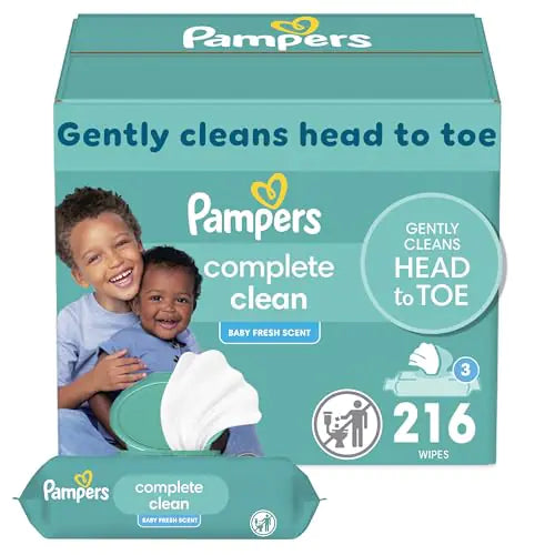 Pampers Baby Clean Wipes 216 Baby Wipes Total (3 Flip-Top Packs)