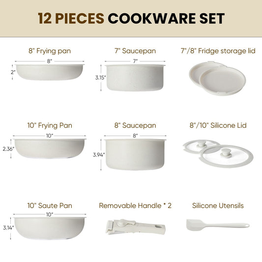 Detachable 5-PC Ceramic Kitchen Cookware Set