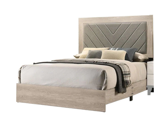 Cream Finish Queen Size Bed Bedroom Furniture