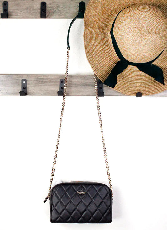 Kate Spade Carey Mini Black Quilted Camera Crossbody Bag
