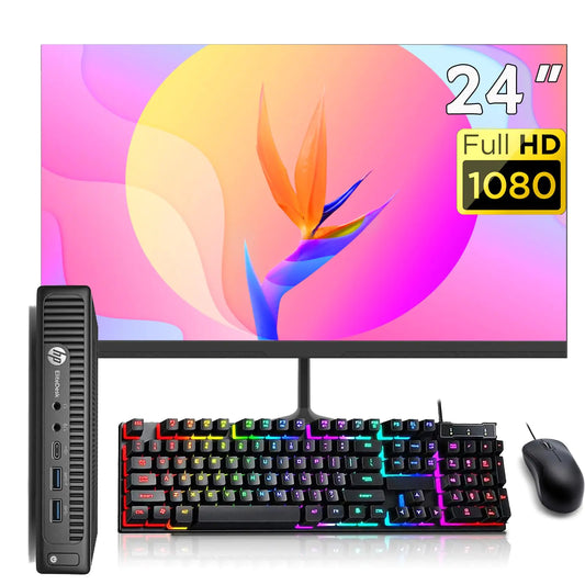 Full WFH Set Up W/ HP Pro-desk 600 G2 Mini Desktop