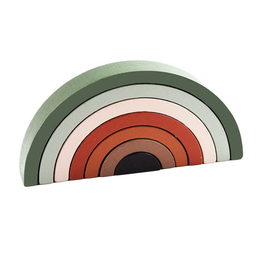Kids Montessori Wooden Rainbow Building Blocks